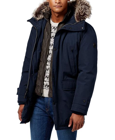 michael kors mens big and tall hooded snorkel coat|Michael Kors Mens Faux Fur Warm Parka Coat .